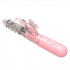Розовый толкающий секс-игрушка с кроликом, прозрачный бисерный вибрирующий кроличий дилдо