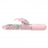 Jucărie sexuală de iepure roz cu împingere, vibrator de iepure cu margele clare